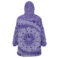 Tahitian Tiare Flower Wearable Blanket Hoodie Violet Polynesian Pattern LT9 - Polynesian Pride