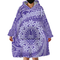 Tahitian Tiare Flower Wearable Blanket Hoodie Violet Polynesian Pattern LT9 - Polynesian Pride