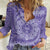 Tahitian Tiare Flower Women Casual Shirt Violet Polynesian Pattern