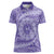 Tahitian Tiare Flower Women Polo Shirt Violet Polynesian Pattern