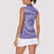 Tahitian Tiare Flower Women Sleeveless Polo Shirt Violet Polynesian Pattern