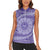 Tahitian Tiare Flower Women Sleeveless Polo Shirt Violet Polynesian Pattern