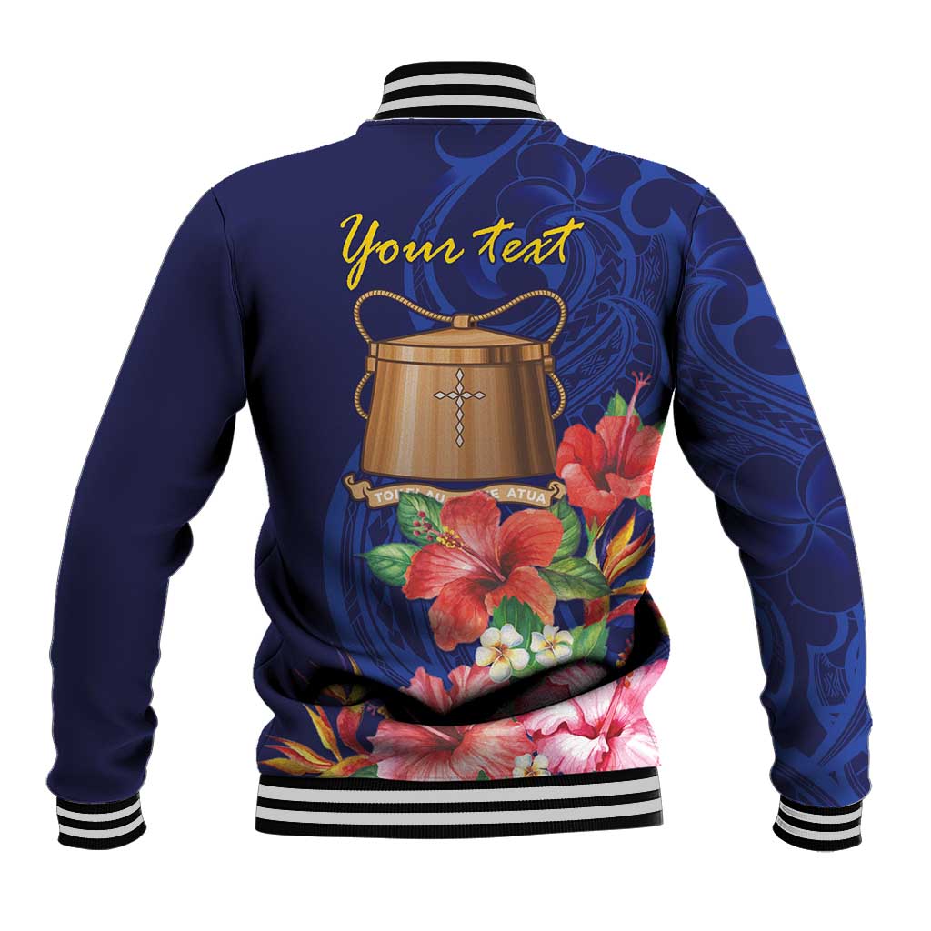 Personalised Tokelau Tropical Hibiscus Baseball Jacket With Polynesian Plumeria Tattoo LT9 - Polynesian Pride