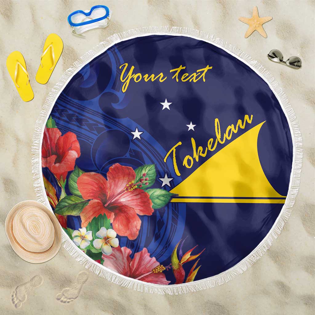 Personalised Tokelau Tropical Hibiscus Beach Blanket With Polynesian Plumeria Tattoo