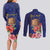 Personalised Tokelau Tropical Hibiscus Couples Matching Long Sleeve Bodycon Dress and Long Sleeve Button Shirt With Polynesian Plumeria Tattoo