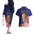 Personalised Tokelau Tropical Hibiscus Couples Matching Off The Shoulder Long Sleeve Dress and Hawaiian Shirt With Polynesian Plumeria Tattoo