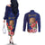 Personalised Tokelau Tropical Hibiscus Couples Matching Off The Shoulder Long Sleeve Dress and Long Sleeve Button Shirt With Polynesian Plumeria Tattoo