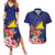 Personalised Tokelau Tropical Hibiscus Couples Matching Summer Maxi Dress and Hawaiian Shirt With Polynesian Plumeria Tattoo