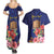 Personalised Tokelau Tropical Hibiscus Couples Matching Summer Maxi Dress and Hawaiian Shirt With Polynesian Plumeria Tattoo