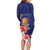 Personalised Tokelau Tropical Hibiscus Family Matching Long Sleeve Bodycon Dress and Hawaiian Shirt With Polynesian Plumeria Tattoo