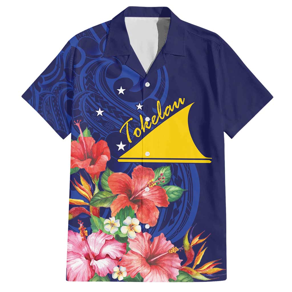 Personalised Tokelau Tropical Hibiscus Hawaiian Shirt With Polynesian Plumeria Tattoo