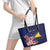 Personalised Tokelau Tropical Hibiscus Leather Tote Bag With Polynesian Plumeria Tattoo