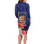 Personalised Tokelau Tropical Hibiscus Long Sleeve Bodycon Dress With Polynesian Plumeria Tattoo