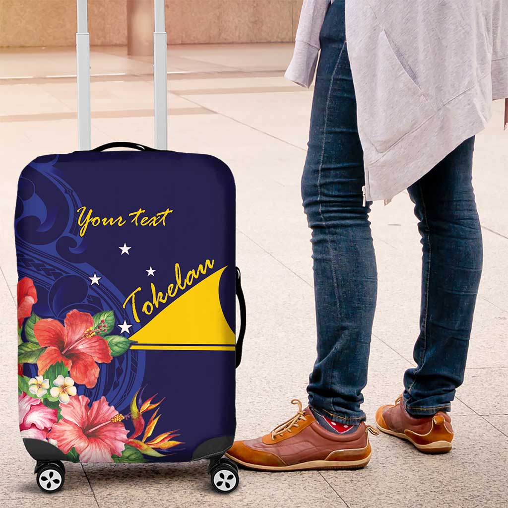 Personalised Tokelau Tropical Hibiscus Luggage Cover With Polynesian Plumeria Tattoo