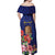 Personalised Tokelau Tropical Hibiscus Off Shoulder Maxi Dress With Polynesian Plumeria Tattoo