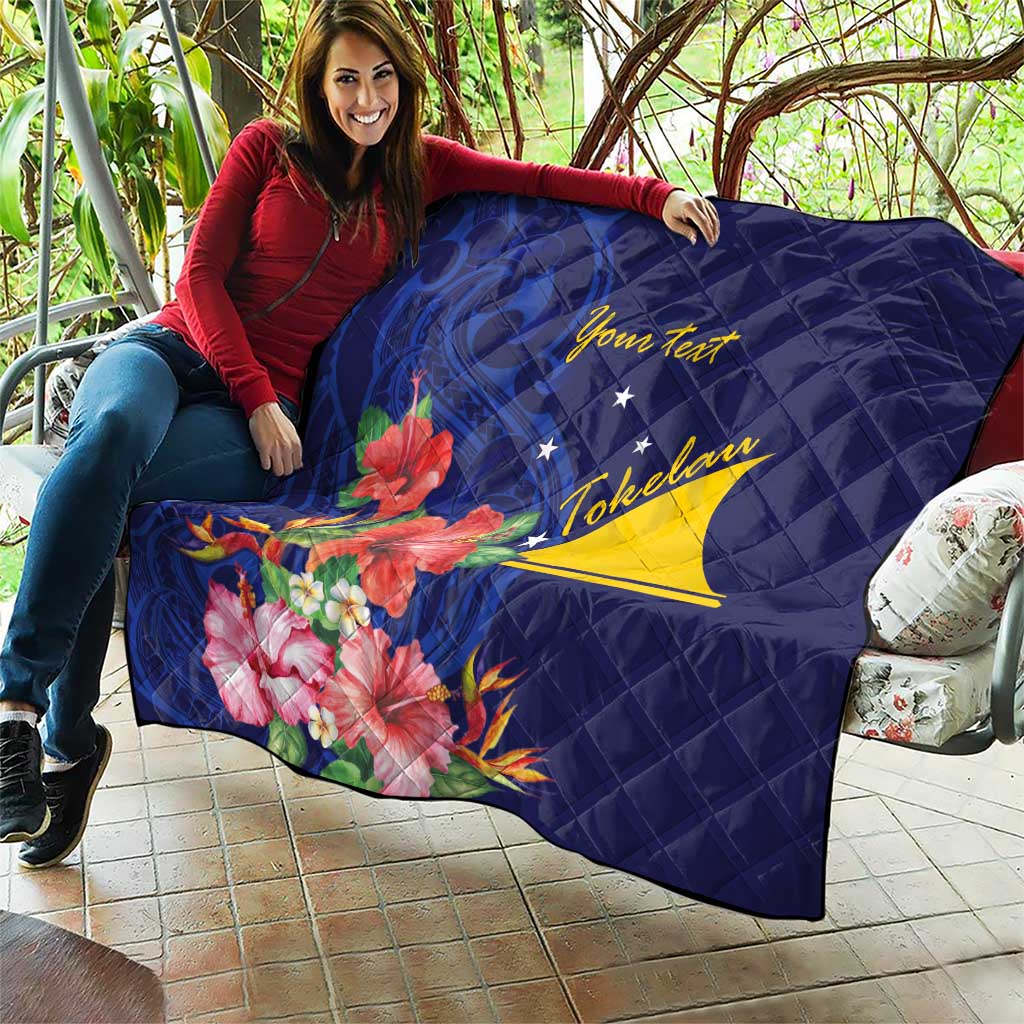 Personalised Tokelau Tropical Hibiscus Quilt With Polynesian Plumeria Tattoo LT9 - Polynesian Pride