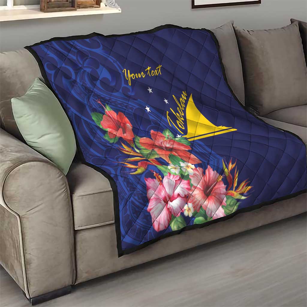 Personalised Tokelau Tropical Hibiscus Quilt With Polynesian Plumeria Tattoo LT9 - Polynesian Pride