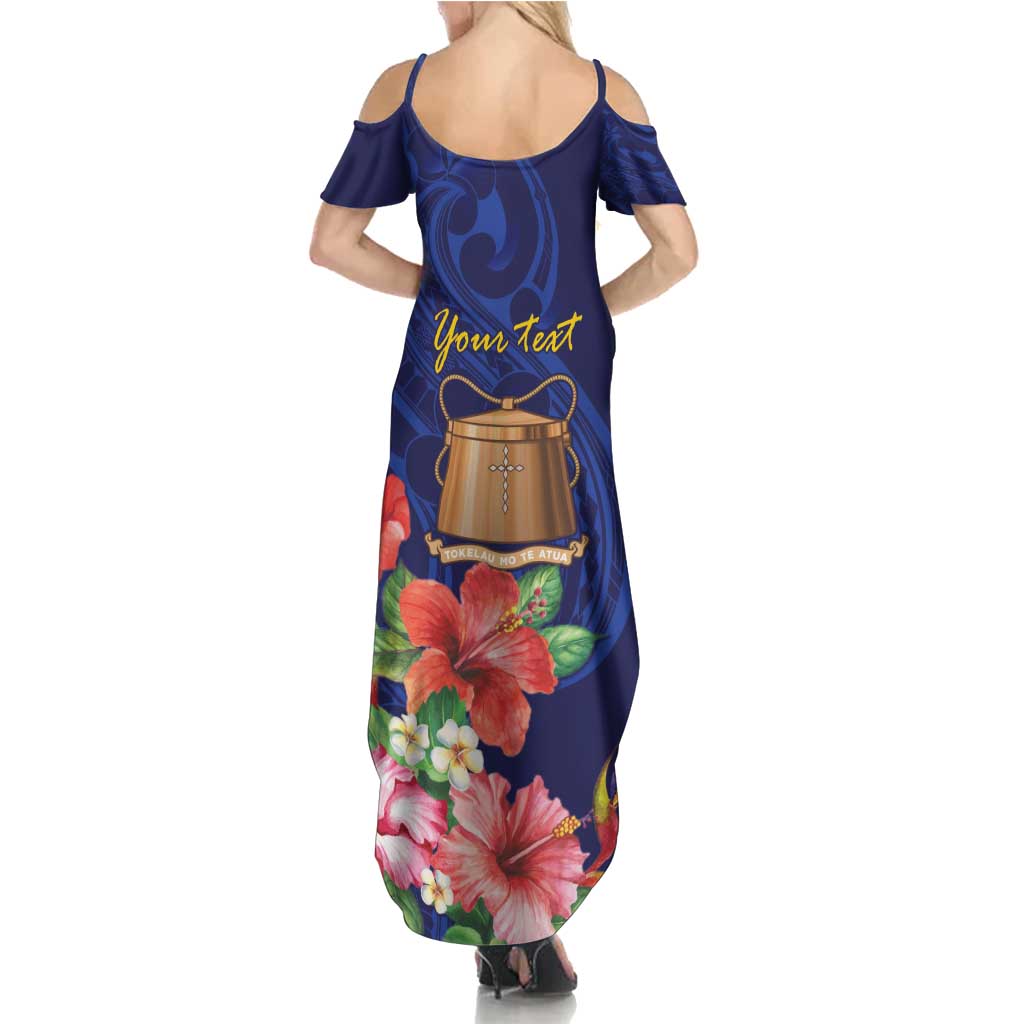 Personalised Tokelau Tropical Hibiscus Summer Maxi Dress With Polynesian Plumeria Tattoo LT9 - Polynesian Pride