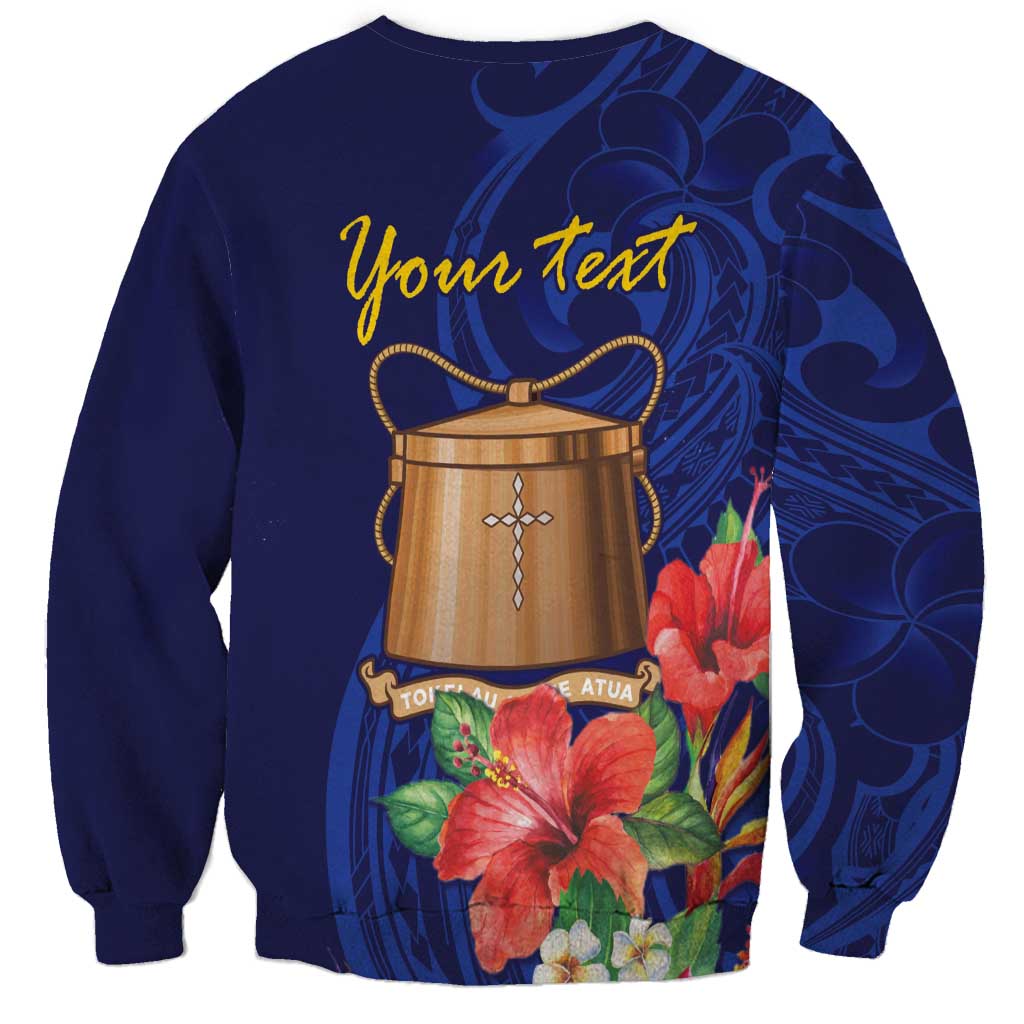 Personalised Tokelau Tropical Hibiscus Sweatshirt With Polynesian Plumeria Tattoo LT9 - Polynesian Pride