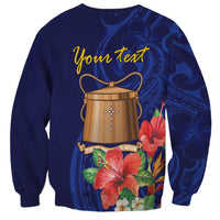 Personalised Tokelau Tropical Hibiscus Sweatshirt With Polynesian Plumeria Tattoo LT9 - Polynesian Pride