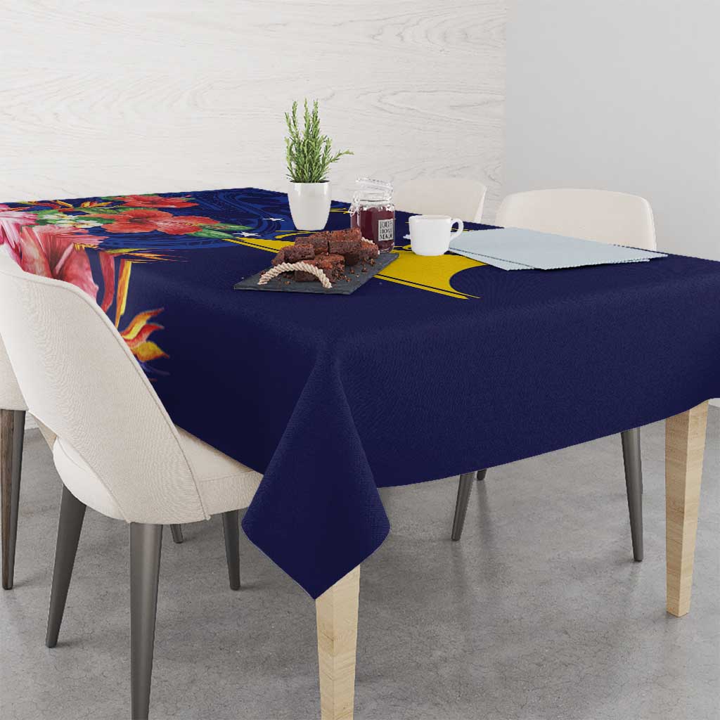 Personalised Tokelau Tropical Hibiscus Tablecloth With Polynesian Plumeria Tattoo LT9 - Polynesian Pride