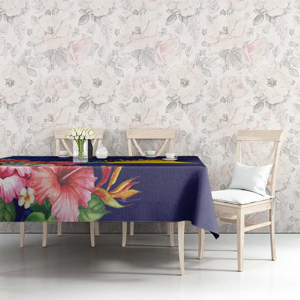 Personalised Tokelau Tropical Hibiscus Tablecloth With Polynesian Plumeria Tattoo LT9 - Polynesian Pride