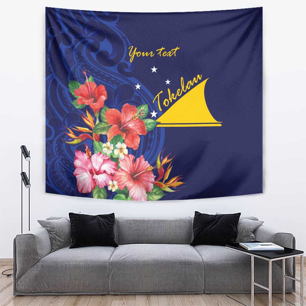 Personalised Tokelau Tropical Hibiscus Tapestry With Polynesian Plumeria Tattoo