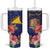 Personalised Tokelau Tropical Hibiscus Tumbler With Handle With Polynesian Plumeria Tattoo