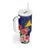 Personalised Tokelau Tropical Hibiscus Tumbler With Handle With Polynesian Plumeria Tattoo