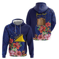 Personalised Tokelau Tropical Hibiscus Zip Hoodie With Polynesian Plumeria Tattoo LT9 - Polynesian Pride