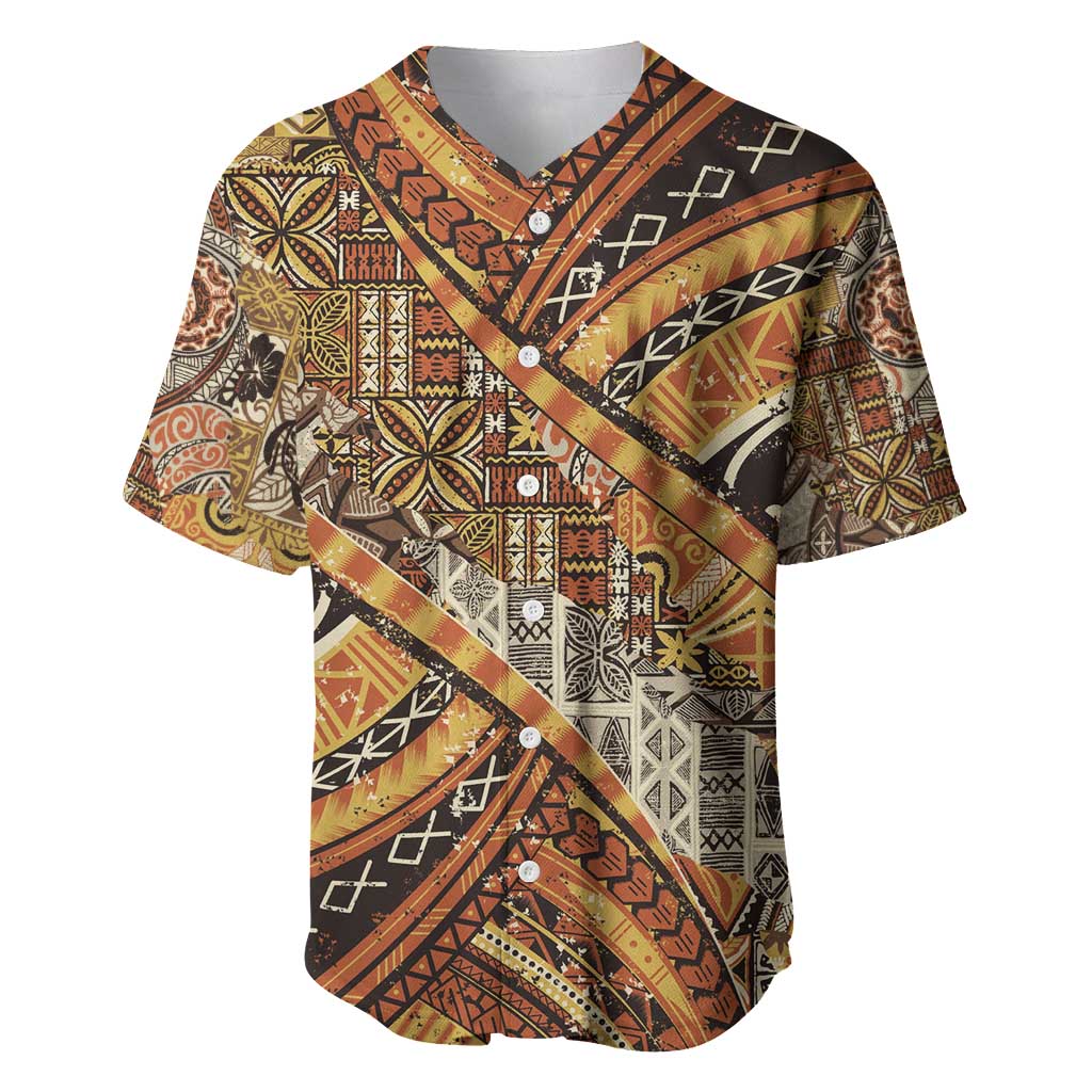 Hawaiian Style Tapa Baseball Jersey Vintage Seamless Pattern LT9 Red - Polynesian Pride