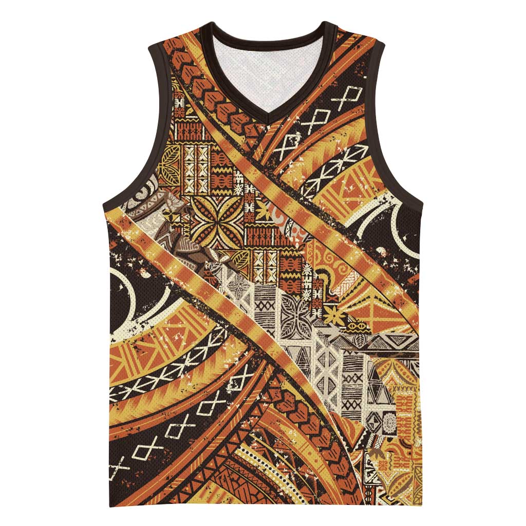 Hawaiian Style Tapa Basketball Jersey Vintage Seamless Pattern LT9 Unisex Red - Polynesian Pride