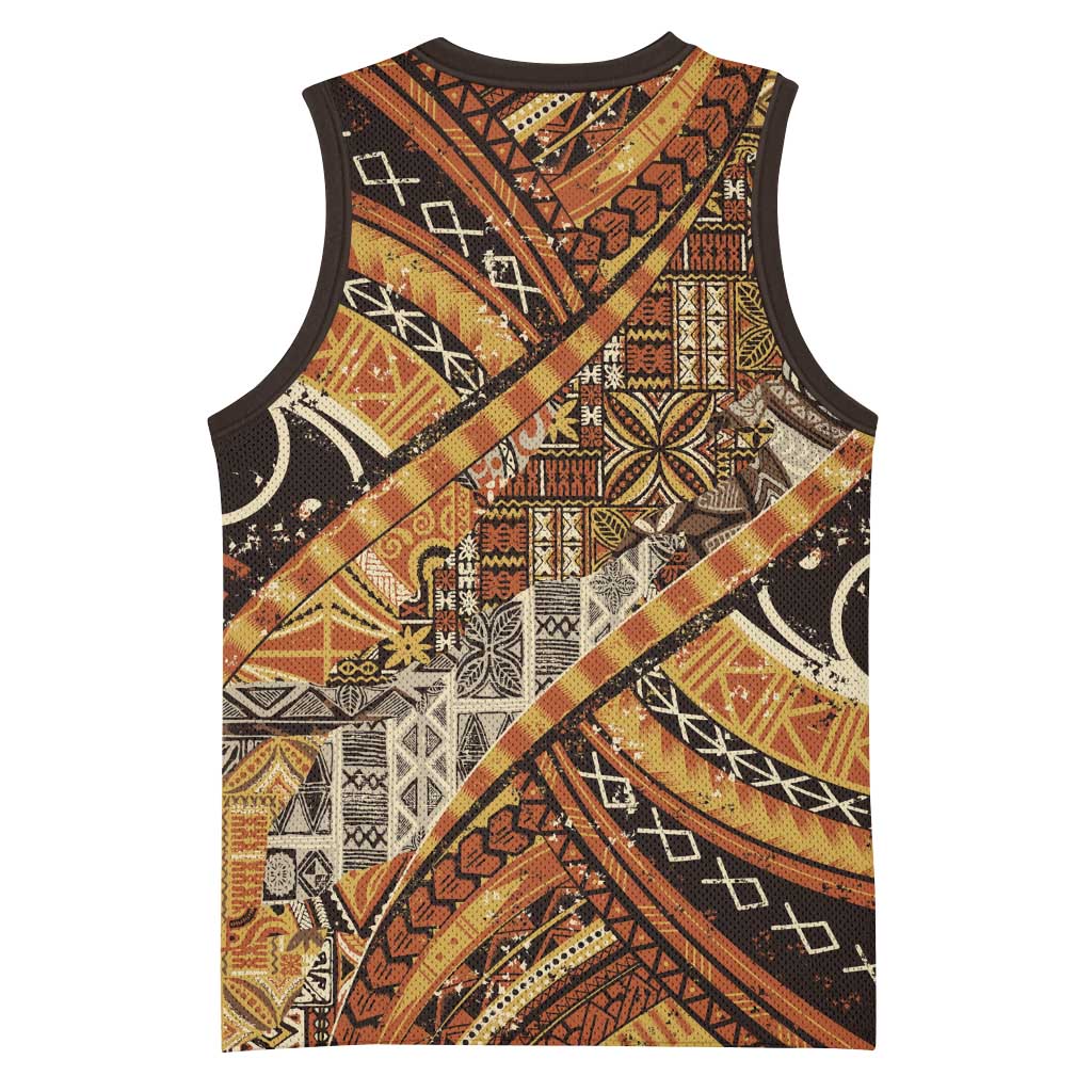 Hawaiian Style Tapa Basketball Jersey Vintage Seamless Pattern LT9 - Polynesian Pride