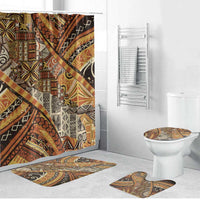 Hawaiian Style Tapa Bathroom Set Vintage Seamless Pattern LT9 Bathroom Set (4 pcs) Red - Polynesian Pride