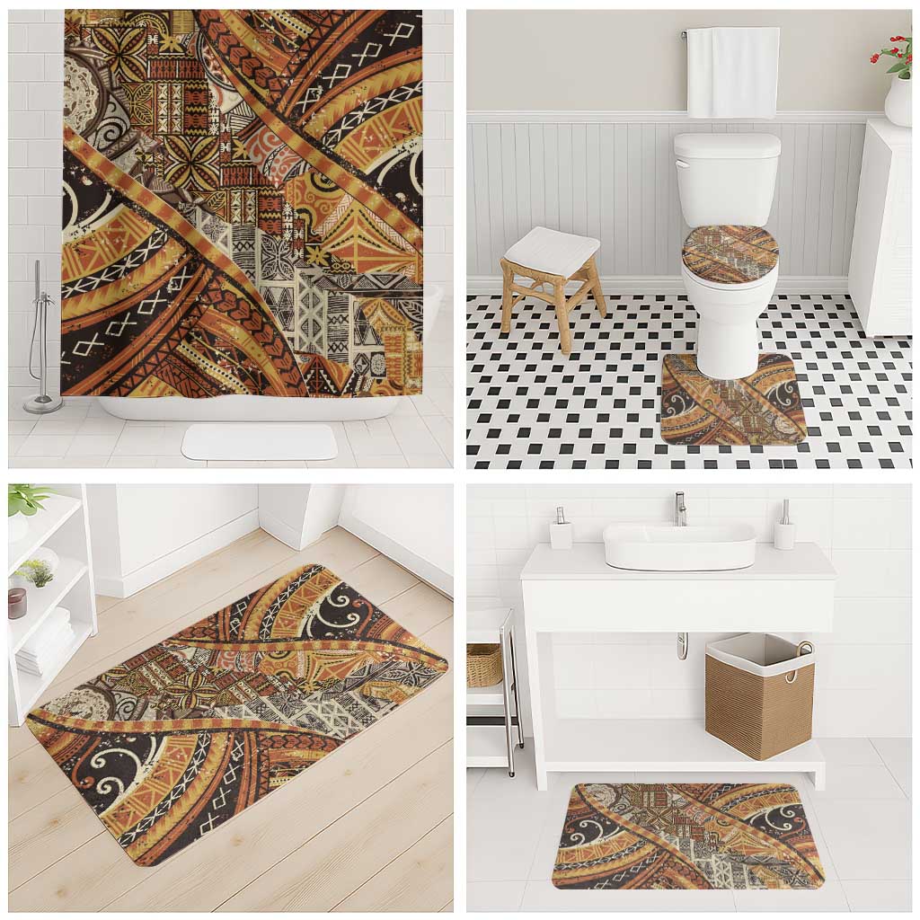 Hawaiian Style Tapa Bathroom Set Vintage Seamless Pattern LT9 - Polynesian Pride