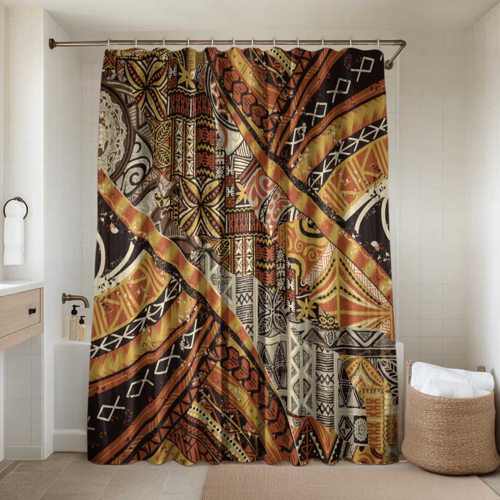 Hawaiian Style Tapa Bathroom Set Vintage Seamless Pattern LT9 Shower Curtain Only Red - Polynesian Pride