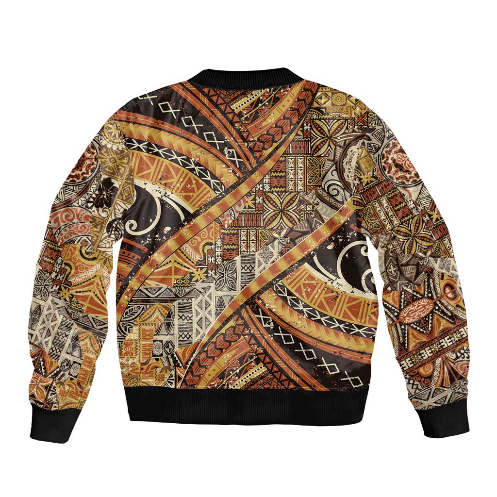 Hawaiian Style Tapa Bomber Jacket Vintage Seamless Pattern LT9 - Polynesian Pride