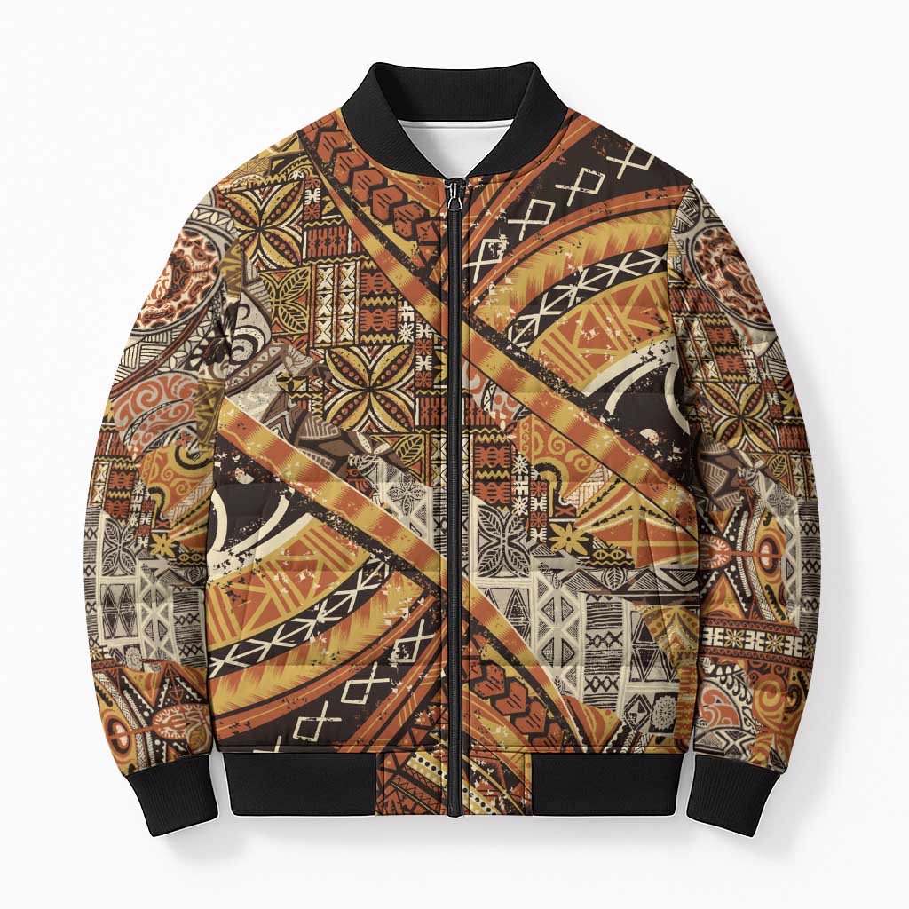 Hawaiian Style Tapa Bomber Puffer Jacket Vintage Seamless Pattern LT9 Unisex Red - Polynesian Pride