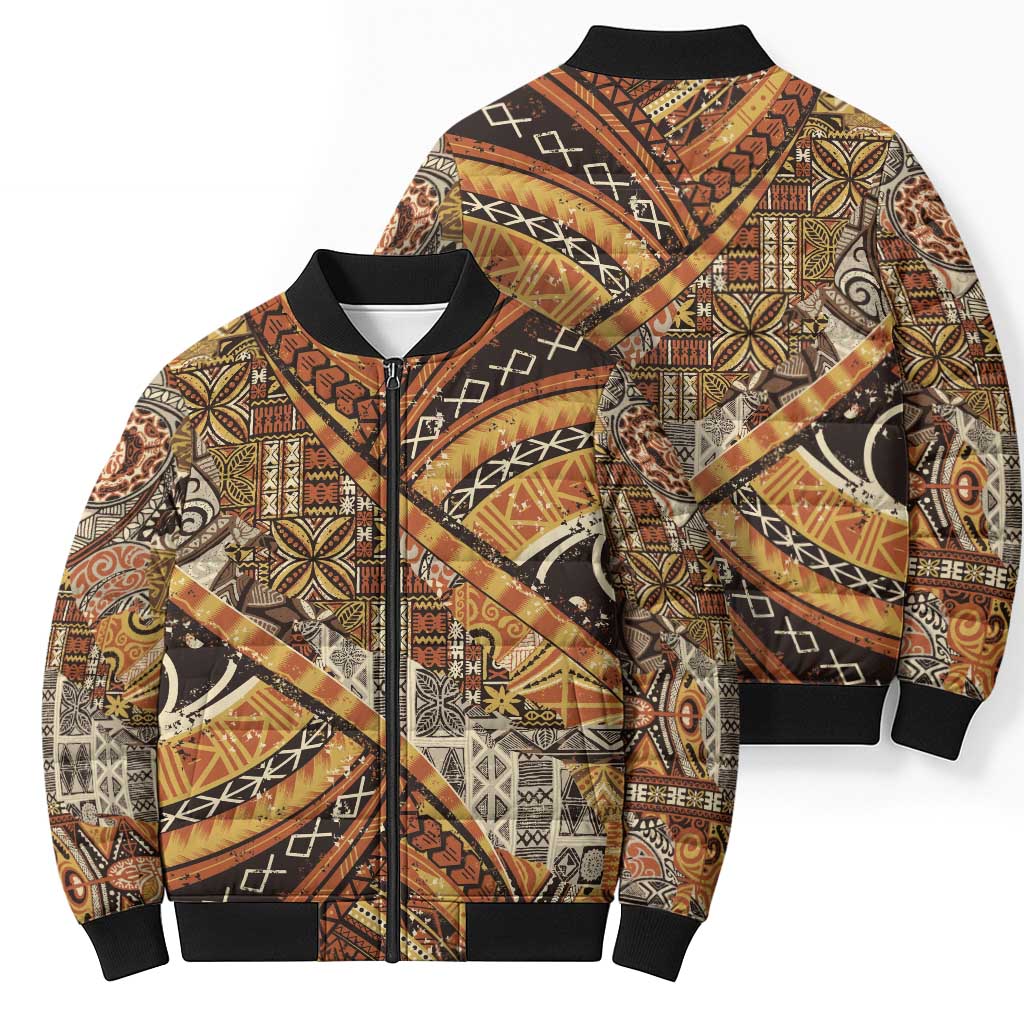 Hawaiian Style Tapa Bomber Puffer Jacket Vintage Seamless Pattern LT9 - Polynesian Pride