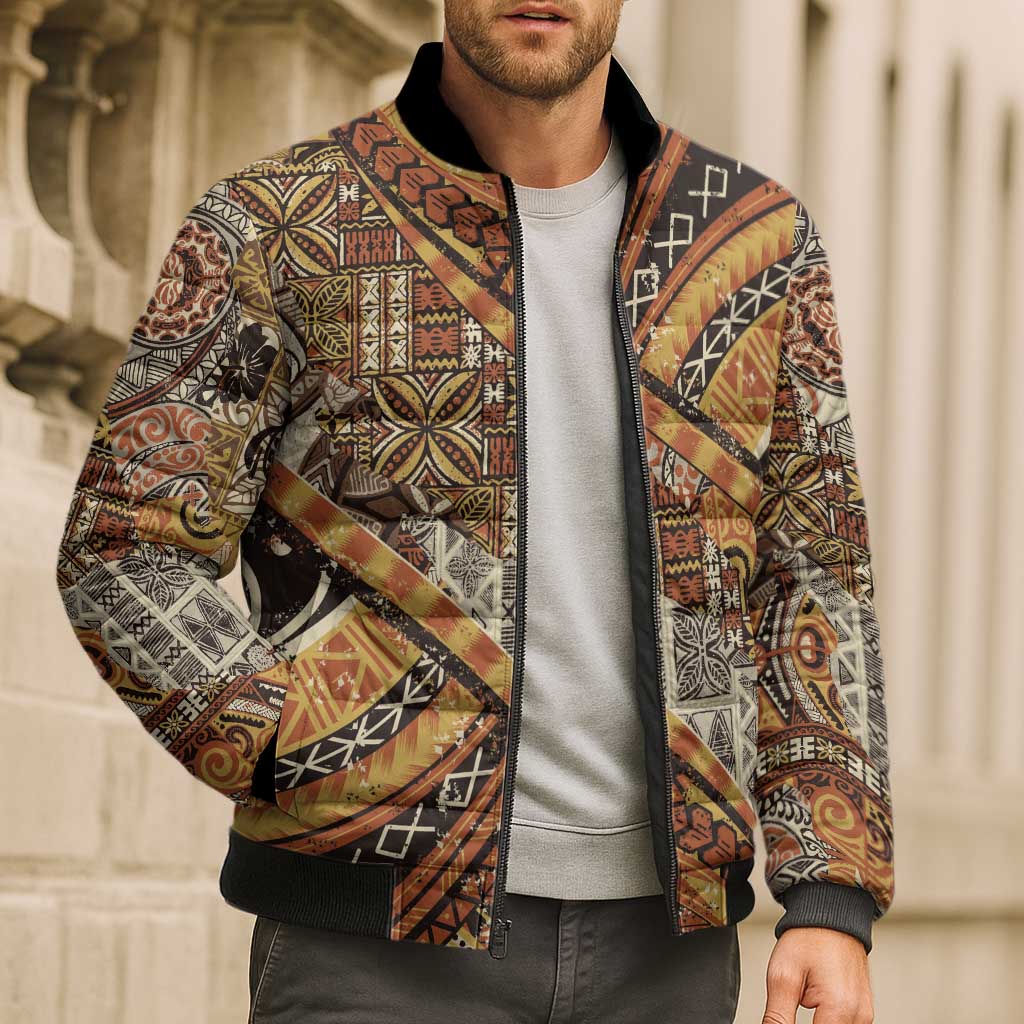 Hawaiian Style Tapa Bomber Puffer Jacket Vintage Seamless Pattern LT9 - Polynesian Pride
