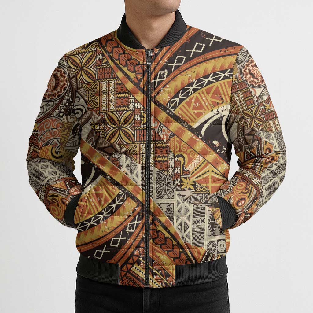Hawaiian Style Tapa Bomber Puffer Jacket Vintage Seamless Pattern LT9 - Polynesian Pride
