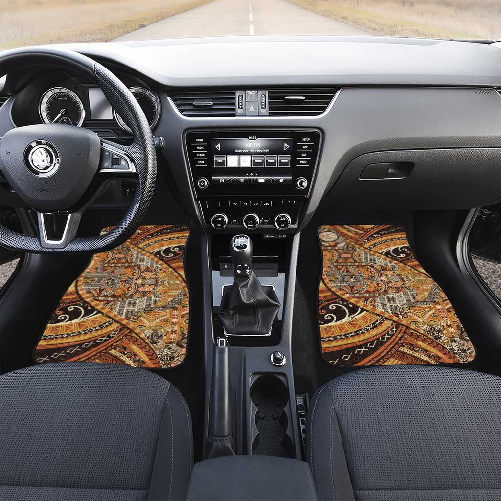 Hawaiian Style Tapa Car Mats Vintage Seamless Pattern LT9 Set 2pcs - Front Red - Polynesian Pride