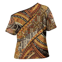 Hawaiian Style Tapa Cross Shoulder Shirt Vintage Seamless Pattern LT9 - Polynesian Pride