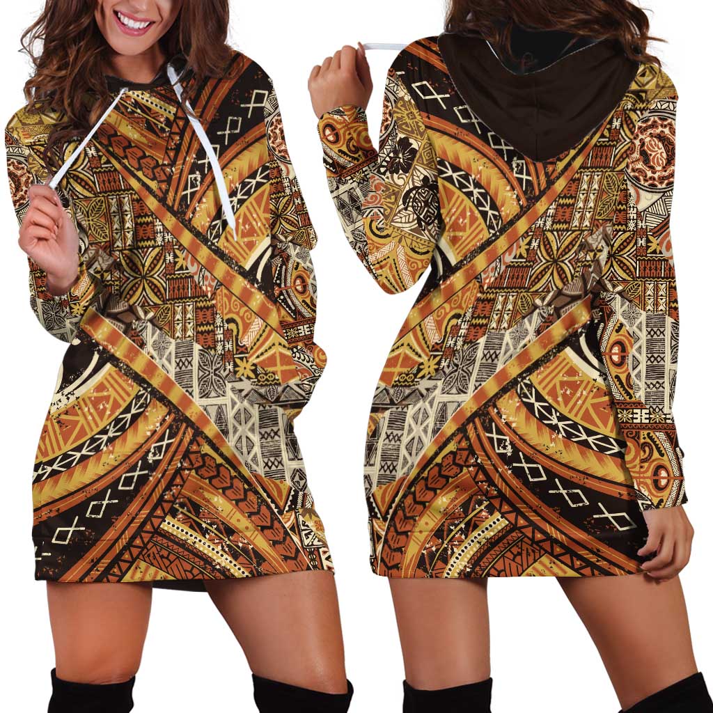 Hawaiian Style Tapa Hoodie Dress Vintage Seamless Pattern LT9 - Polynesian Pride