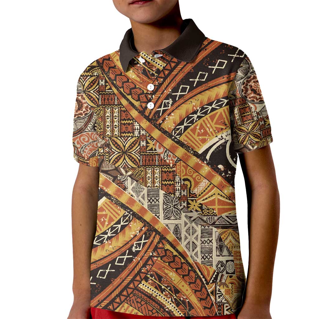 Hawaiian Style Tapa Kid Polo Shirt Vintage Seamless Pattern LT9 Kid Red - Polynesian Pride