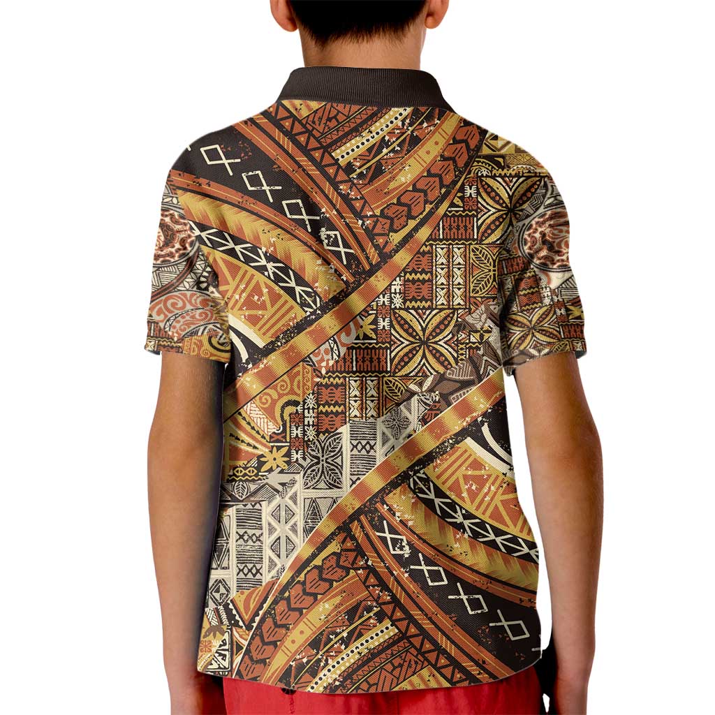 Hawaiian Style Tapa Kid Polo Shirt Vintage Seamless Pattern LT9 - Polynesian Pride