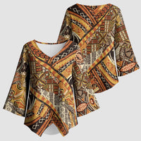 Hawaiian Style Tapa Kimono Sleeve Blouse Vintage Seamless Pattern LT9 - Polynesian Pride