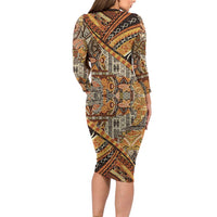 Hawaiian Style Tapa Long Sleeve Bodycon Dress Vintage Seamless Pattern LT9 - Polynesian Pride