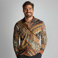 Hawaiian Style Tapa Long Sleeve Polo Shirt Vintage Seamless Pattern LT9 - Polynesian Pride