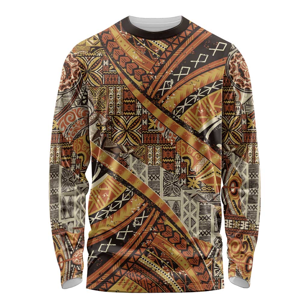 Hawaiian Style Tapa Long Sleeve Shirt Vintage Seamless Pattern LT9 Unisex Red - Polynesian Pride